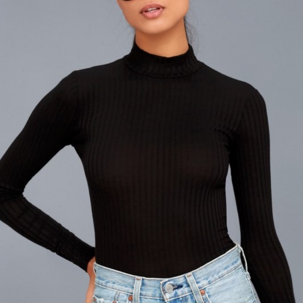 Black Long Sleeve Mock Neck Top